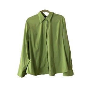 Sz 18/20 LANE BRYANT Women’s Long Sleeve Button Down Green Blouse Collard